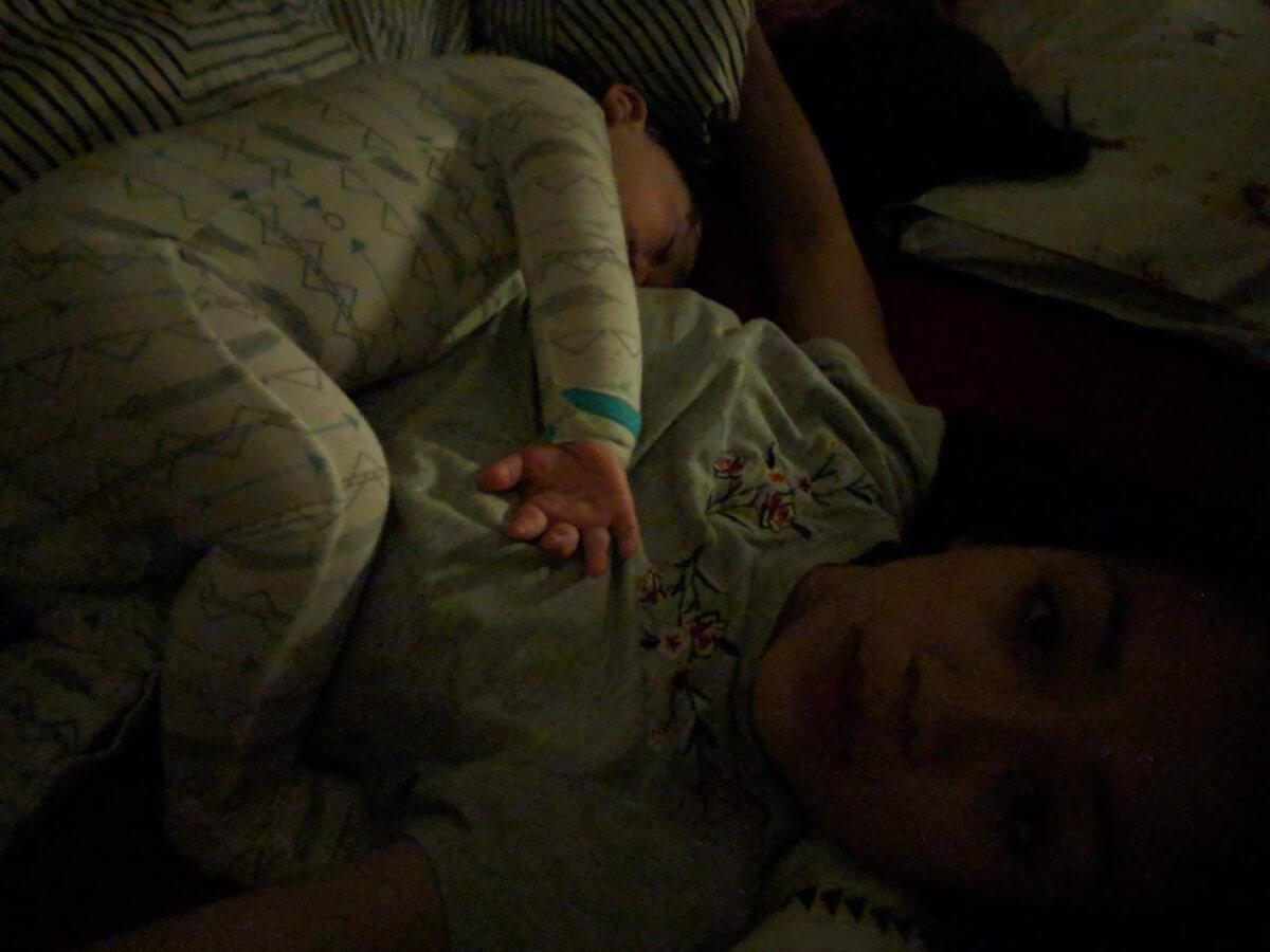 Co-sleeping equals no sleep for mama