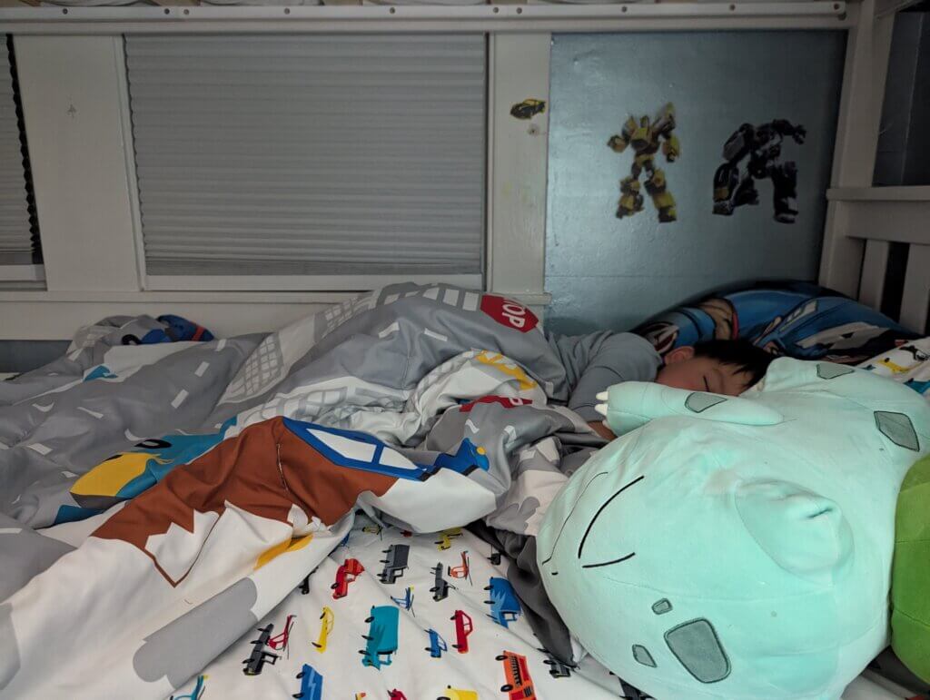 Sleeping independenly on his bed - Goodbye, Co-sleeping