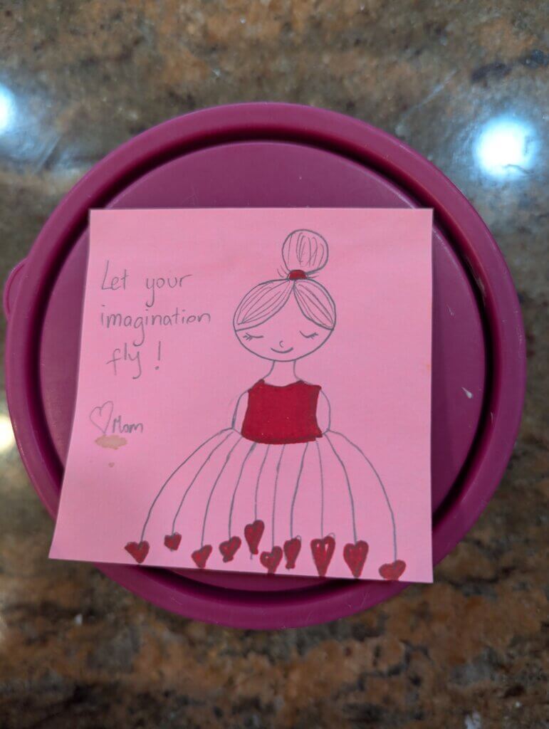 The oldest child's lunchbox note